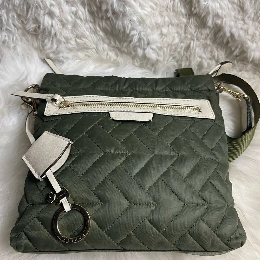 Radley London  Finsbury Park Fabric olive green Quilted Small Crossbody Bag